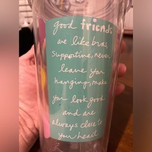 NWOT Hard Plastic Good Friends Quote Insulated Cup W/ Straw